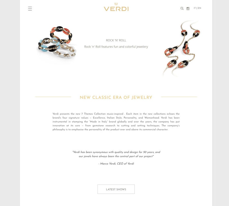 Verdi Gioielli restyling sito web