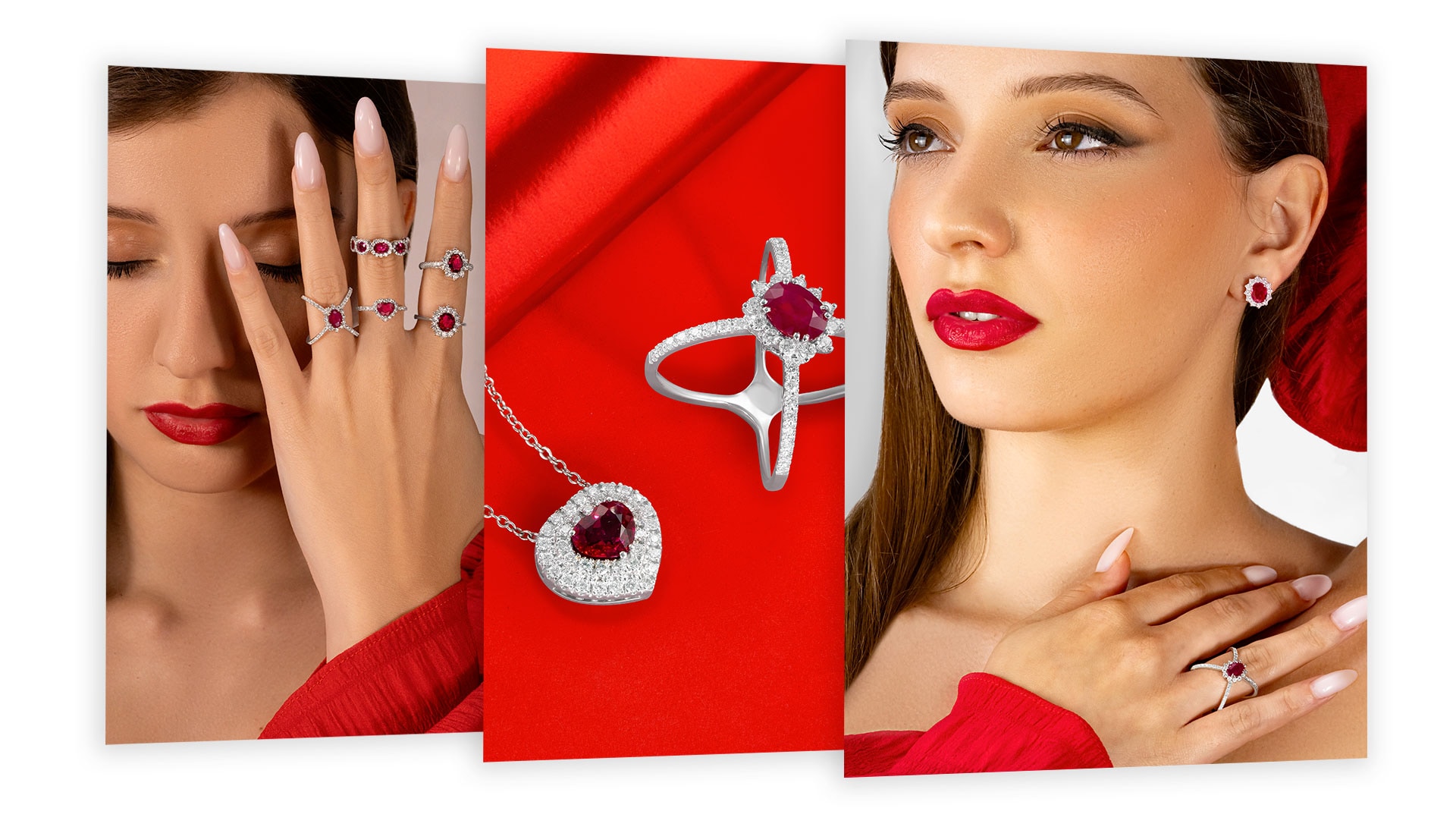 Diamonds&Co Shooting-Schmuck, rotes Farbkonzept – 1