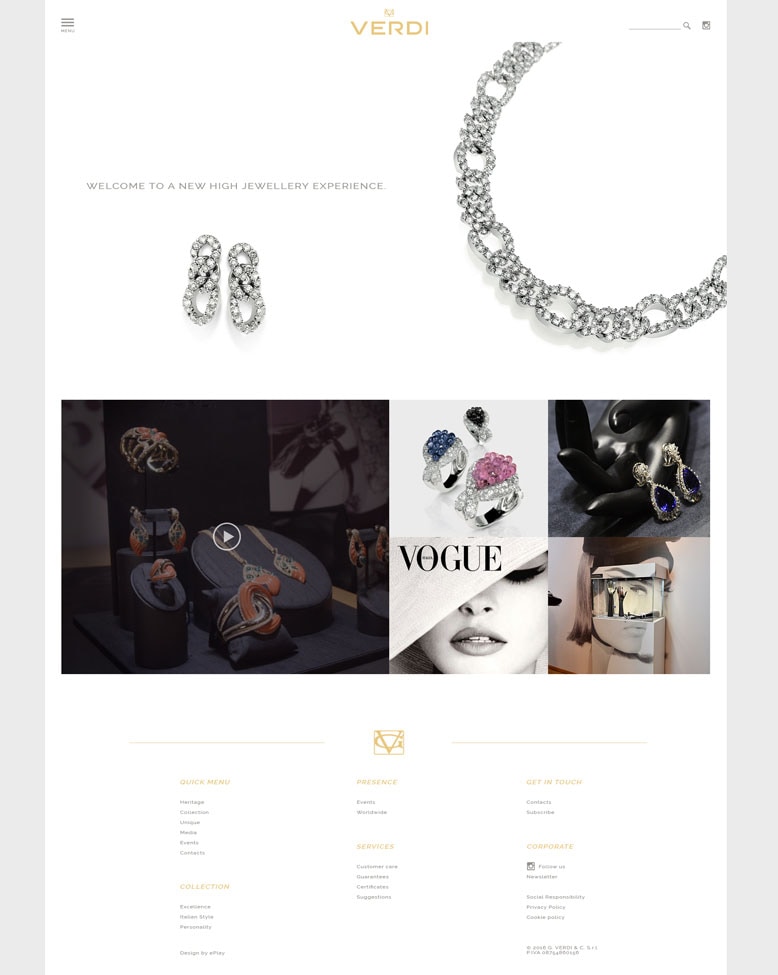 Sitio web de Verdi Gioielli — 2