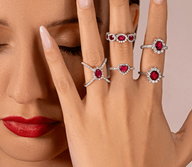 Diamonds&Co shooting gioielli con concept cromatico rosso